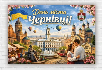 Бумажный плакат "С Днем города – Черновцы" 110х75 см