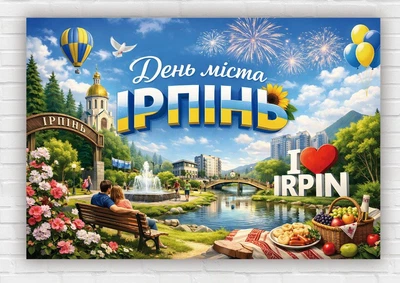 Бумажный плакат "С Днем города - Ирпень" 110х75 см