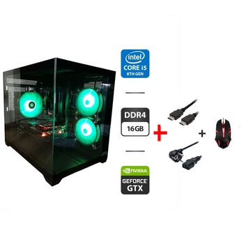 Игровой ПК 1stPlayer GTK Tower / Intel Core i5-8400 (6 ядер по 2.8 - 4.0 GHz) / 16 GB DDR4 / 256 GB SSD M.2 + 512 GB SSD / nVidia GeForce GTX 1080 Ti, 11 GB GDDR5X, 352-bit / 700W б/у + Подарок Игровая мышь + Кабель питания + Кабель HDMI