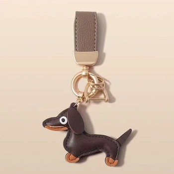 Брелок-подвеска в стиле Hermes Такса Элит на сумку, косметичку, пенал темно-коричневый