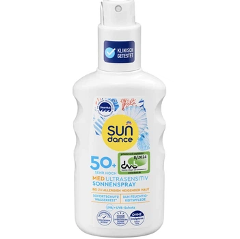 Гипоаллергенный солнцезащитный спрей для чувствительной кожи SUNDANCE Sonnenspray MED ultra sensitiv LSF 50+ 200 мл