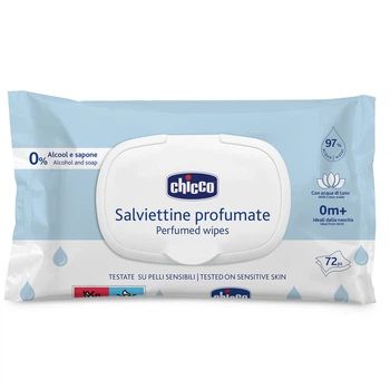Вологі серветки з екстрактом лотоса Chicco, 72 шт. (12050.00)