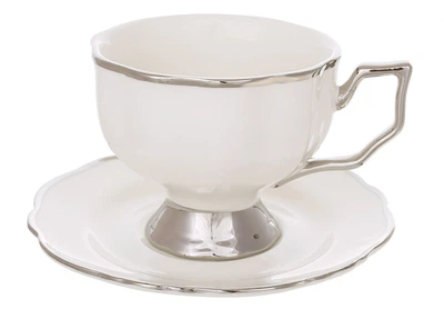 Елегантний чайний сервіз із кістяної порцеляни Platinum Grace Table, 12 предм., 250 мл
