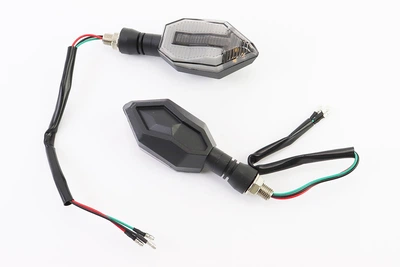Поворотник светодиодный для мототехники на гибкой ножке с белым габаритом LED СТРЕЛА тип 3, секвентальный, комплект 2 шт CYT