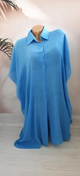 Пляжная туника рубашка 2XL голубая (357)