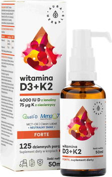 Дієтична добавка Aura Herbals Вітамін D3 4000 МО + K2 MCT Краплі 50 мл (5902479612843)