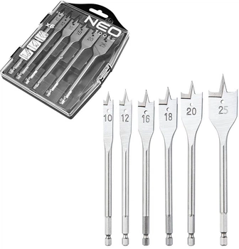 Набір свердел по дереву Neo Tools пір’яні 6 шт. (5906692009442)