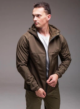 Мужская демисезонная куртка Soft Shell на флисе хакі XL 2065