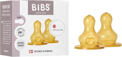 Сменные соски для бутылочки BIBS Bottle Niple 2 pack Latex Medium Flow (Середній потік)