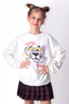 Свитшот для девочки Mevis Pink Panther молочный 4302-01 116 см