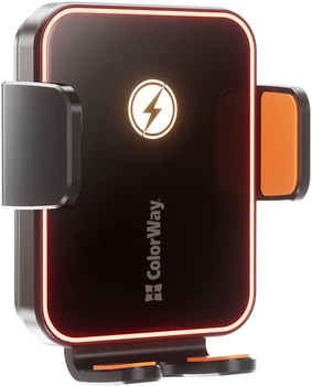 Автодержатель для телефона с беспроводной зарядкой и автозажимом СolorWay Ultra-mini 15W Black (CW-CHAW069Q-BK)