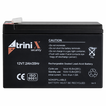 Аккумуляторная батарея TRINIX для резервного питания 12V 7.2Ah AGM Черный