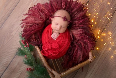 Обмотка для пеленания новорождённого для фотосессии VTILENE, Christmas red, 60х300 см