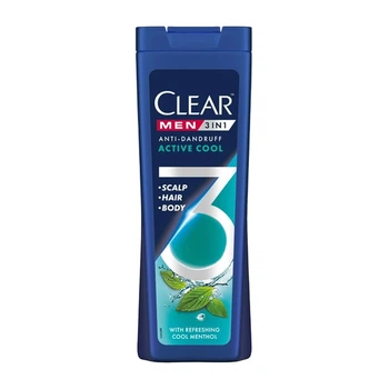 Шампунь против перхоти Clear Men 3 в 1 с ледяным ментолом 360 мл