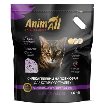 Наповнювач для туалету Силікагелевий наповнювач AnimAll Premium Кристали аметиста, для котів, 7.6 л (3,2 кг) (42037)