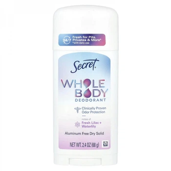 Дезодорант твердий для всього тіла без алюмінію Secret Whole Body Deodorant Fresh Lilac + Waterlily, 68 г