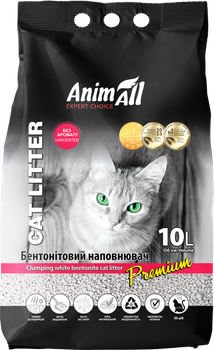 Наповнювач для котячого туалету AnimAll Бентонітовий грудкуючий 8.6 кг (10 л) Білий (4820224500607)