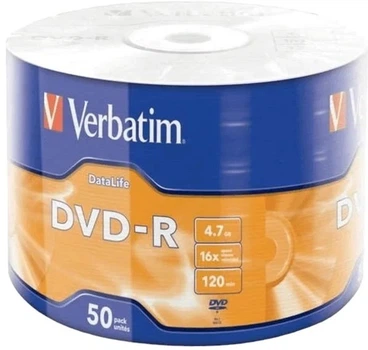 Диск DVD-R Verbatim 4.7 Gb 16x Wrapped Matt Silver bulk 50 /d.43791/