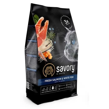 Сухой корм для длинношерстных кошек Savory 400 г (лосось)