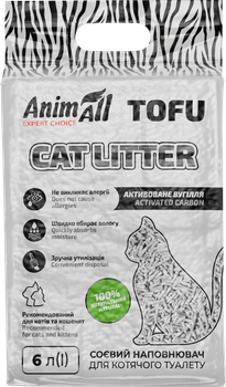 Наповнювач AnimAll Tofu з активованим вугіллям 2.6 кг/6 л (4820224501536)