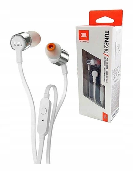 Навушники дротові JBL T210 внутрішньоканальні, з мікрофоном, сірі