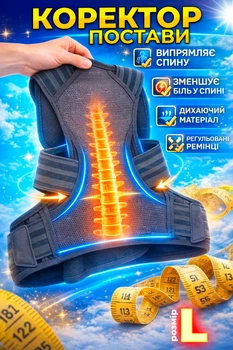 Коректор постави на липучці L корсет для спини ортопедичний корекція постави анатомічний пояс для спини FILLBOSS