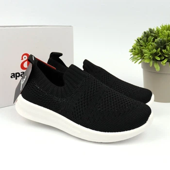 Мокасины, текстильные кроссовки для девочки Apawwa (Z515 black) Размер 28, 17.5 см