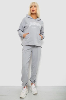 Спортивный костюм женский с принтом, цвет серый, L-XL, 244R1063AG