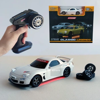 Дрифт машинка на радиоуправлении Mazda RX-7 Mini Drift 1:43, 4WD, до 15 км/ч, LED подсветка, USB зарядка, для дрифта (Белый)