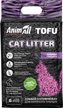 Наповнювач для котячого туалету AnimAll Тофу з ароматом лаванди Соєвий грудкуючий 2.6 кг (6 л) (2000981139032/4820224500348)