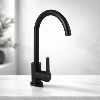Смеситель для кухни Brindex Pure 015F, Matt Black Высокий, Нержавейка