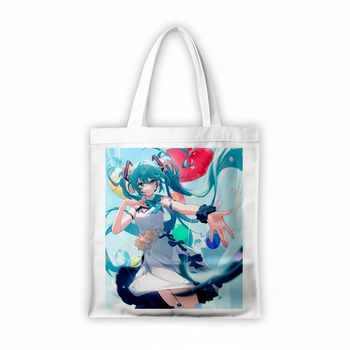 Сумка-шопер Вокалоїд Vocaloid 39x35 см біла з льону 6691