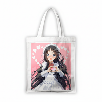 Сумка-шопер К-он! K-On! Міо Акіяма 39x35 см біла з льону 11355
