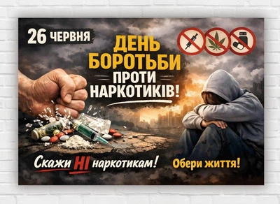 Паперовий плакат "День боротьби проти наркотків" 110х75 см