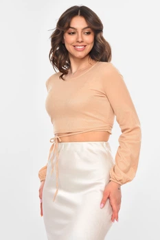 Топ жіночий однотонний бежевого кольору Fashion розмір 46-48 (211222)