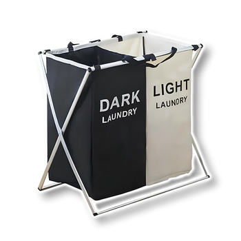 Корзина для белья складная на 2 секции (Dark, Light) 61 см x 57 см x 35 см (MA-448)