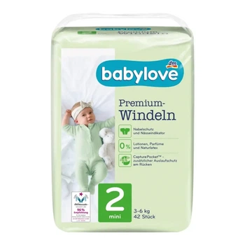 Підгузки Babylove Premium - розмір 2, Mini (3-6 кг), 42 шт.