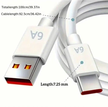USB до USB-C Кабель для Зарядки, Підтримка Швидкої Зарядки та Обміну Даним