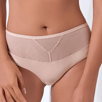 Трусики мікрофібра Lanny mode 51566 з сіткою Бежевий, XXL