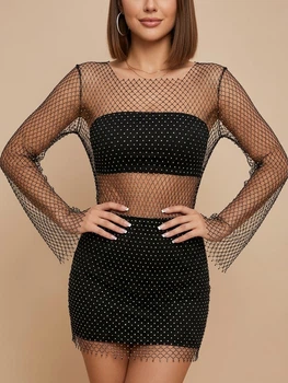 Туніка-сітка зі стразами Honey Fashion Accessories S/M чорний (10-55)