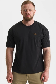 Чорна бавовняна футболка з орлом Aeronautica Militare 8613 XXL