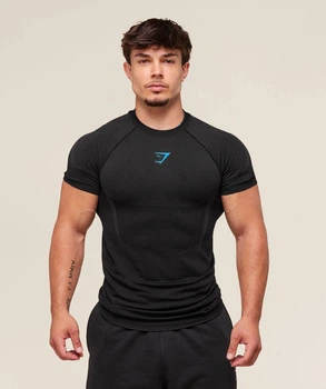 Футболка спортивна чоловіча "Gymshark" компрессійна для тренувань чорна S