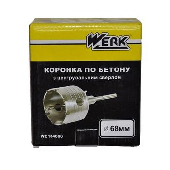 Коронка 68мм SDS-plus з центрувальним сверлом 07х110мм Werk (WE104068) 34854