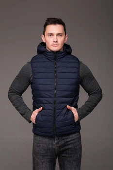 Чоловіча жилетка - безрукавка з капюшоном синя 2XL 2474