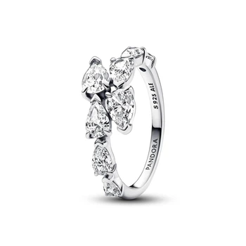 Посріблена Каблучка Пандора Pandora асиметрична з паве 193004C01 (17.3)