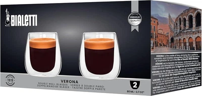 Набор стаканов Bialetti Verona 80 мл 2 шт. с двойными стенками из боросиликатного стекла (E9BB5DE0931C)