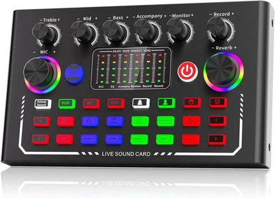 Внешняя звуковая карта F009, аудиоинтерфейс, микшер, Bluetooth адаптер Live Sound Card USB-гарнитура для микрофона Voice Changer
