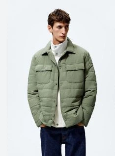 Утепленная водоотталкивающая куртка рубашка Zara хаки М арт.3427\482\526