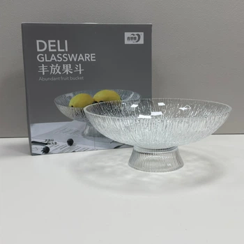 Фруктівниця-салатниця скляна на ніжці h - 10,5, d - 25,5 см Yujing GlassWare 6286/EX6001-10B/L1 прозора