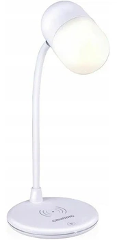 Lampa biurkowa LED Grundig 3w1 ładowarka do telefonu, głośnik Bluetooth Biała G254 (8711252472546)